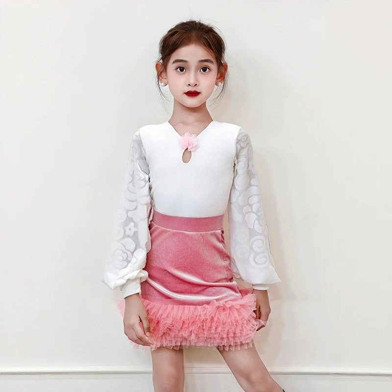 

Детские костюмы для соревнований по латинским танцам для румбы, одежда для латинских танцев для девочек, детские тренировочные платья для бальных танцев, SL14598