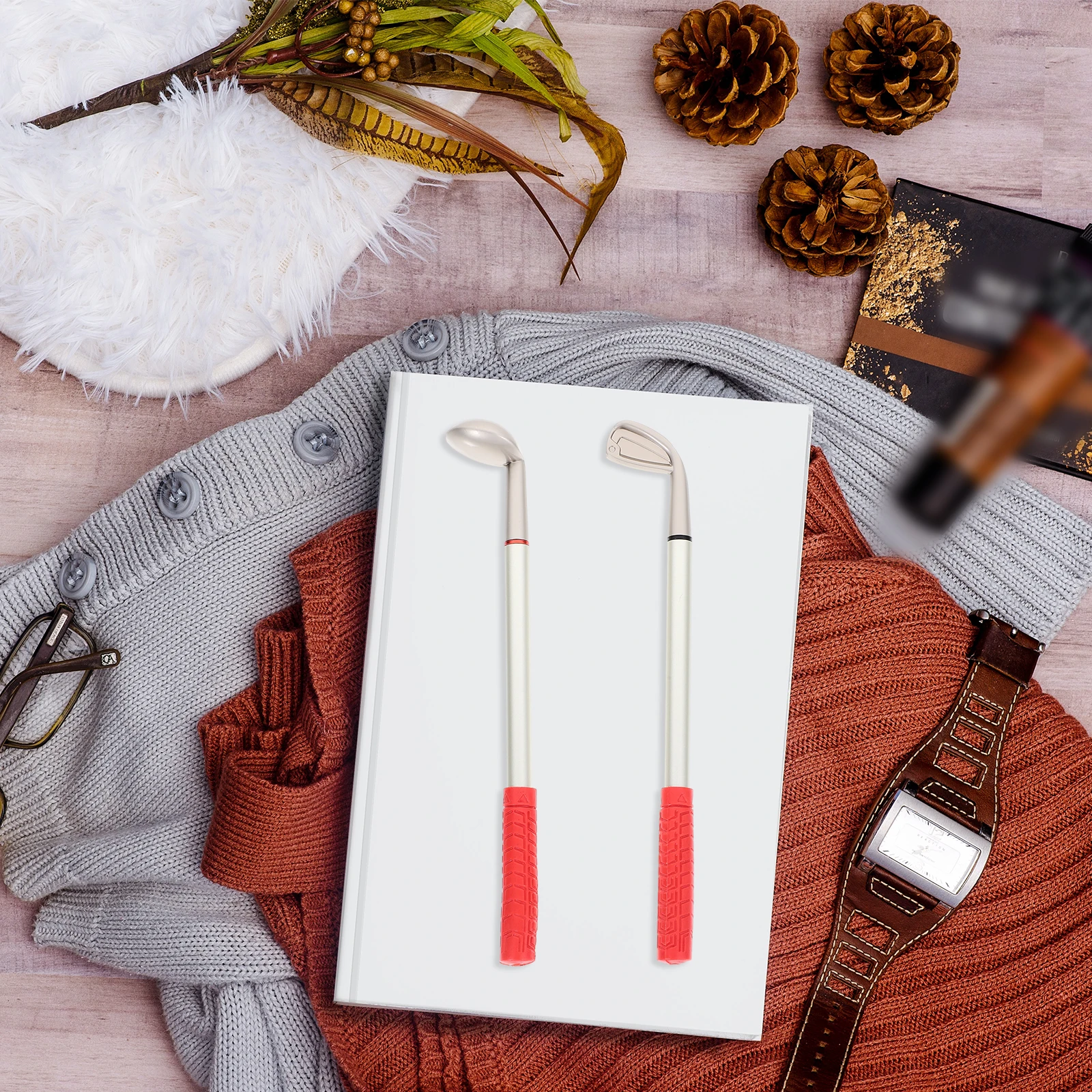 

2Pcs Desktop Golf Club Pens Metal Ballpoint Pen Creative Office Stationery Writing Supplies Gift Golf Pens Ballpoint Pen