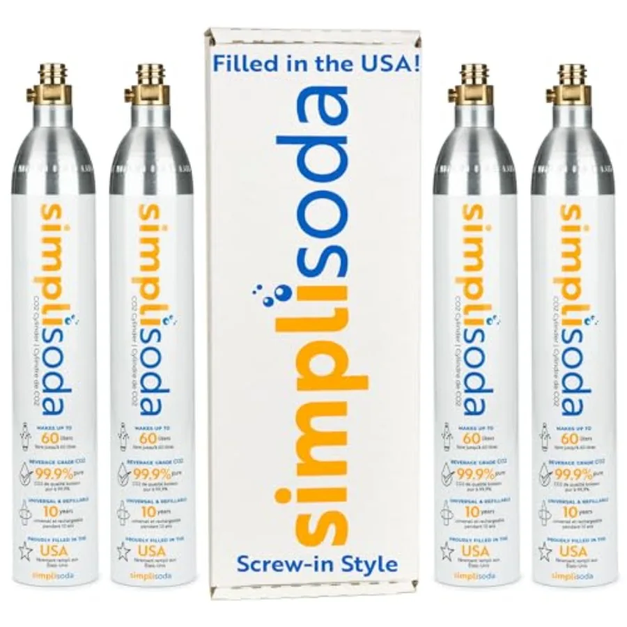 

Баллоны для канистр CO2 объемом 60 л, совместимые с Sodastream BLUE, ввинчивающиеся только Ninja Thirsti Philips и другими резьбовыми стилями Soda Str