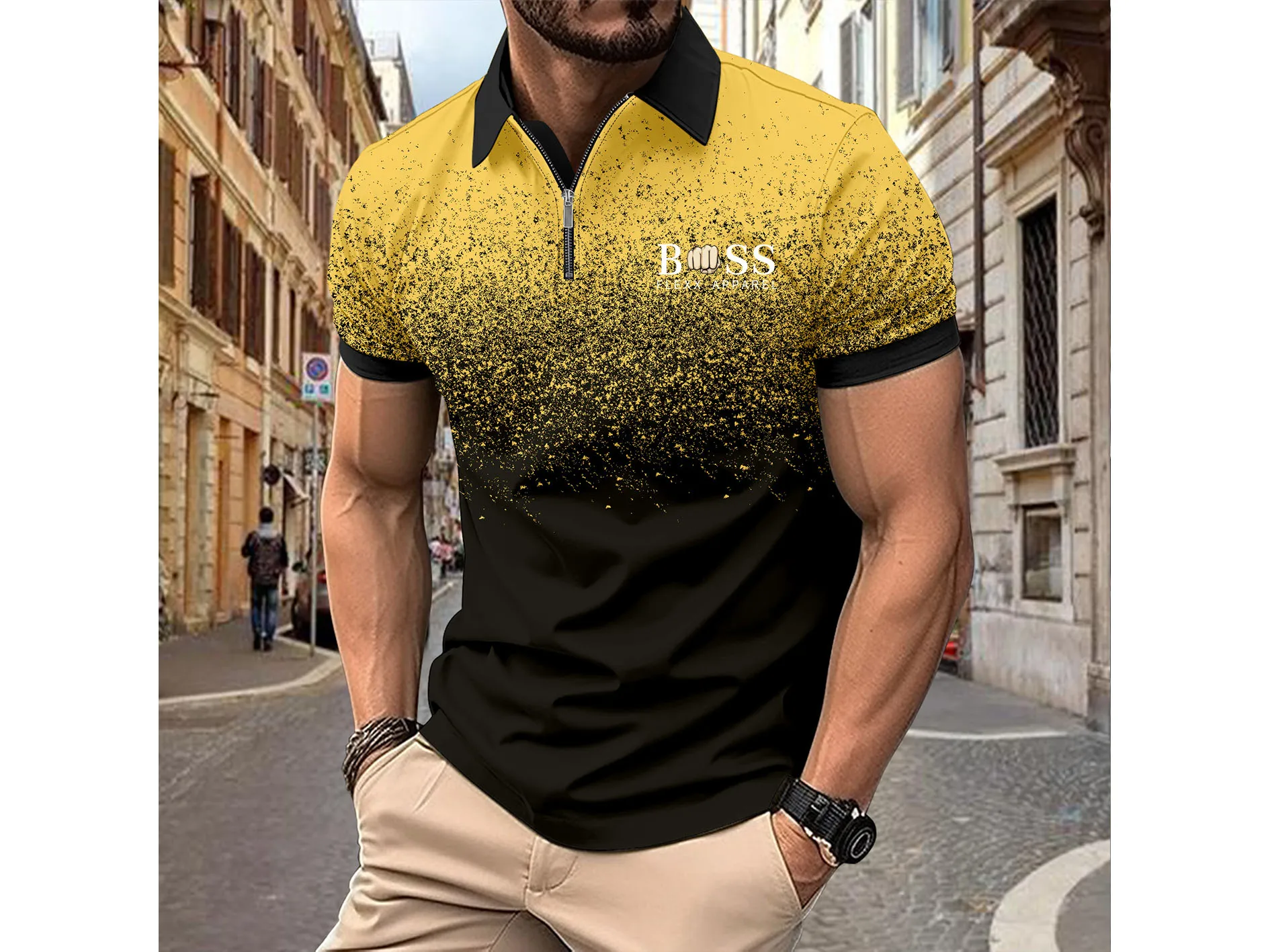 Europe and The United States POIO Contrast Color Men's Top Summer Short Sleeve Fashion Casual Simple Loose Sports T-shirt