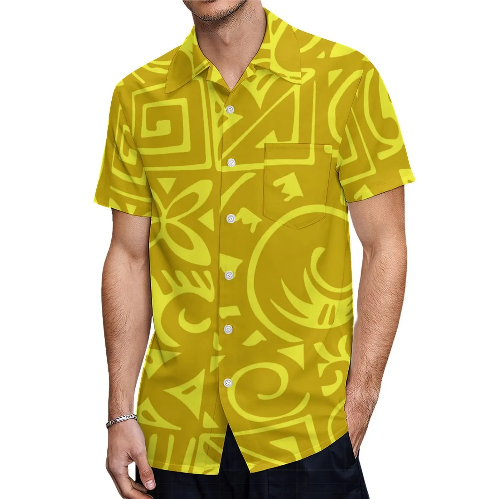 Polynesia Women Off Shoulder Dress Men Printed Shirts Polynesia Couple Matching Samoa Tribal Style Hawaii Island Style