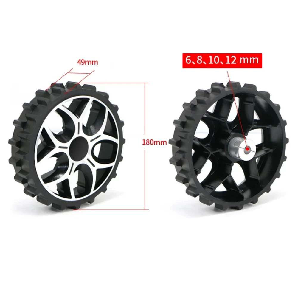 Professional Rubber Wheel with Large Sawtooth Anti-Skid Tread for Lawn Mower Robots, AGV, and Smart Chassis – 180mm Diameter