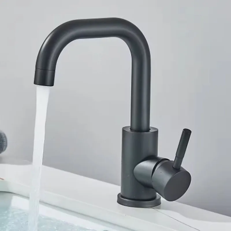 304 Stainless Bathroom Basin Faucet Steel Hot Cold Wash Mixer Crane Tap 360 Rotation Sink Faucets Single Lever Tap For Bathroom
