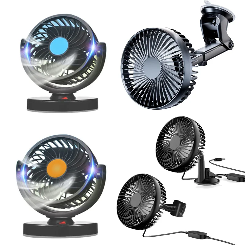Car Fan 5V/24V/USB Portable Suction Cup Auto Cooler 360 Degree Adjustable Car Dashboard Fan view 5
