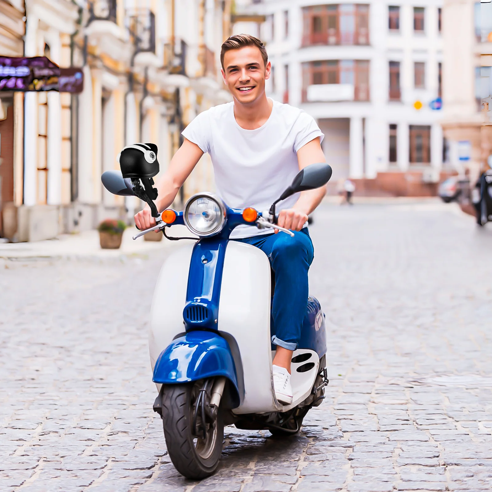 Uchwyt na telefon do roweru/motocykla, mocowany do lusterka, z osłoną przeciwsłoneczną, wodoodporny, chroniący przed słońcem, zapewniający bezpieczny uchwyt podczas jazdy.