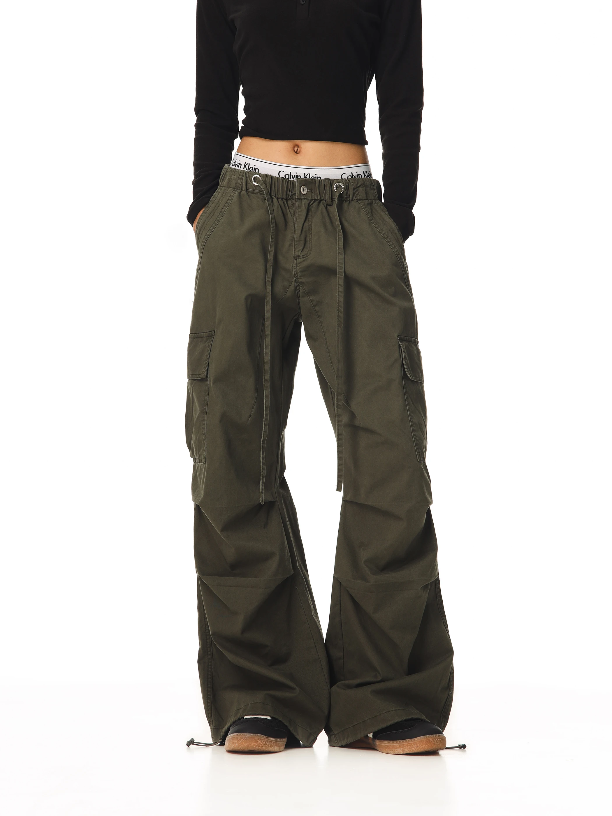 

Американские повседневные широкие брюки свободного кроя с эластичным поясом, тонкие рабочие брюки, бренд Beer Captain C