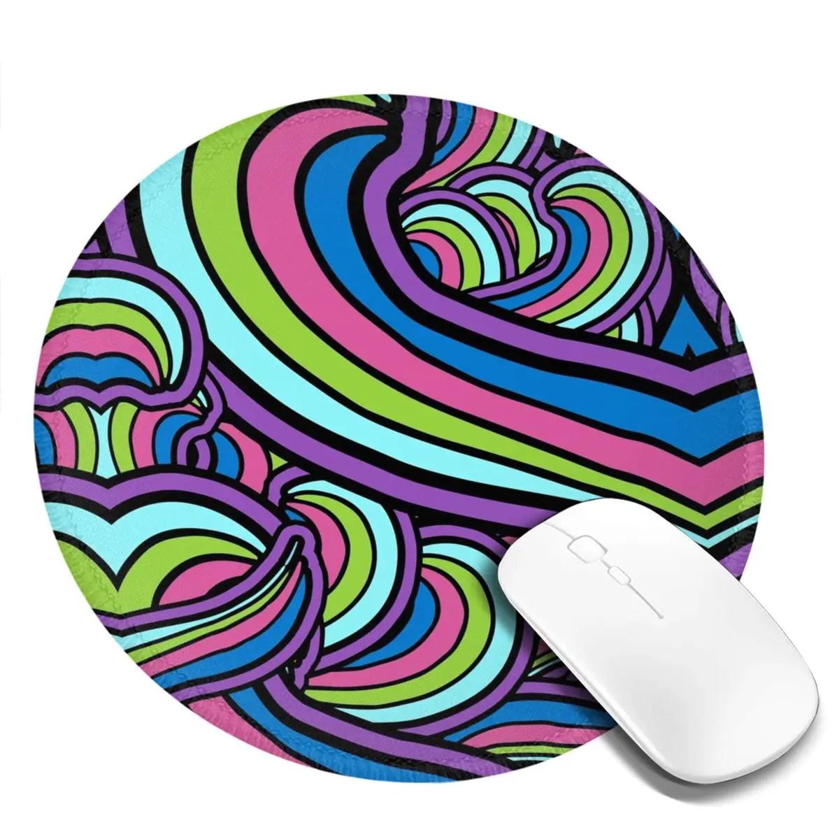 Retro Geometric 60S 70S Mouse Pad Psychedelic Graphic Rubber Mousepad For Office Home Computer Comfortable Fashion Mouse Mats