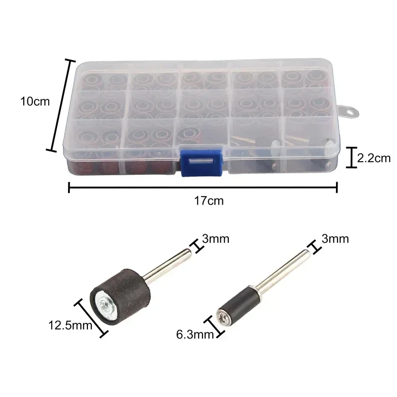 104pcs Sandpaper Circle Sanding Wheel + Retaining Rod Size Set Grit #60 #120 #320 for Dremel Rotary Tools Abrasive Tools