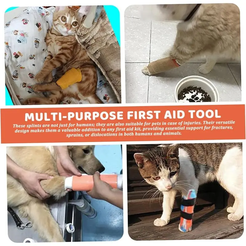 A99E-4-Piece Emergency Splint Set (4.3 X 18.1 Inches),With Integrated Aluminum Plate - For Sports, Home Use, First Aid, Pets