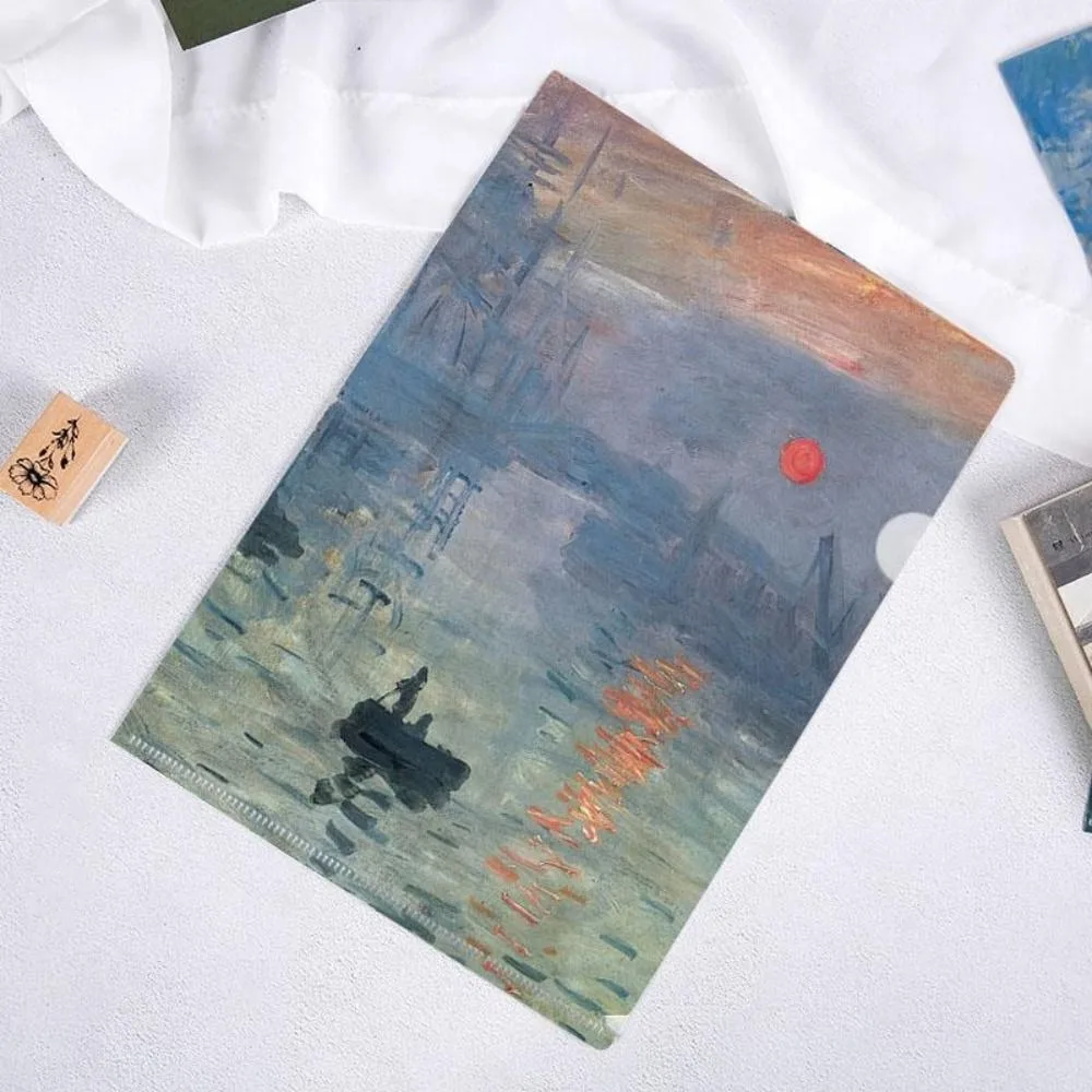 

Funny Storage Bag L Shaped Folder Documents Famous Painting Series A4 File Folder Presentation Folder Paper Organizer Office