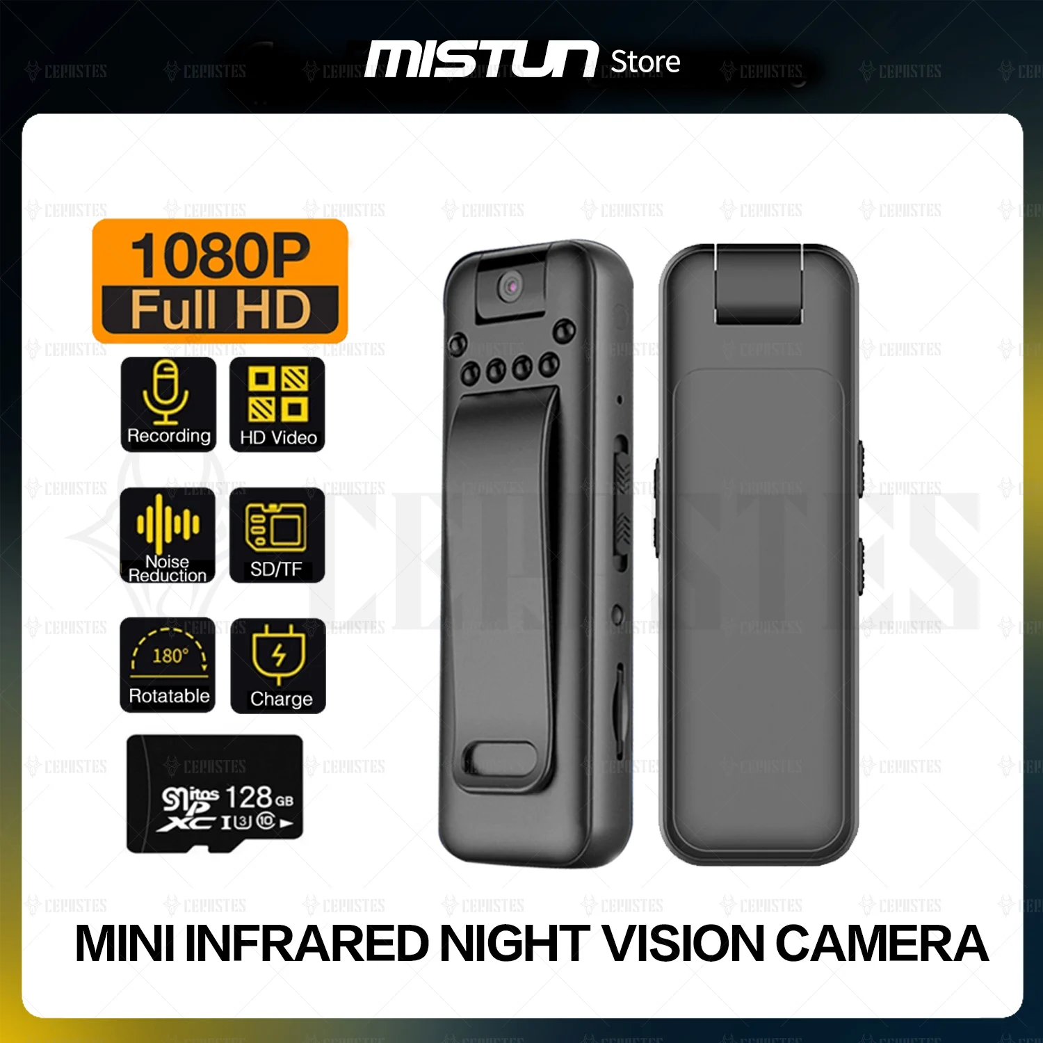 Mini Camera 1080P Full HD Video Recorder Micro Body Camcorder Night Vision Sports DV Body Enforcement Recorder 180°Lens Rotation