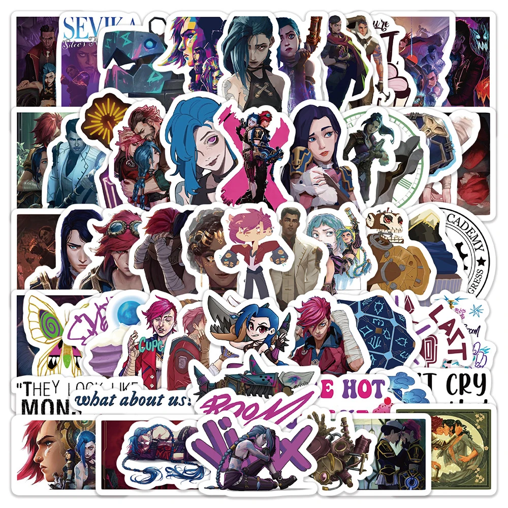 10/30/60pcs Cool Anime Arcane：League of Legends Stickers Kid Decals Toy DIY Skateboard Suitcase Laptop Cartoon Graffiti Sticker