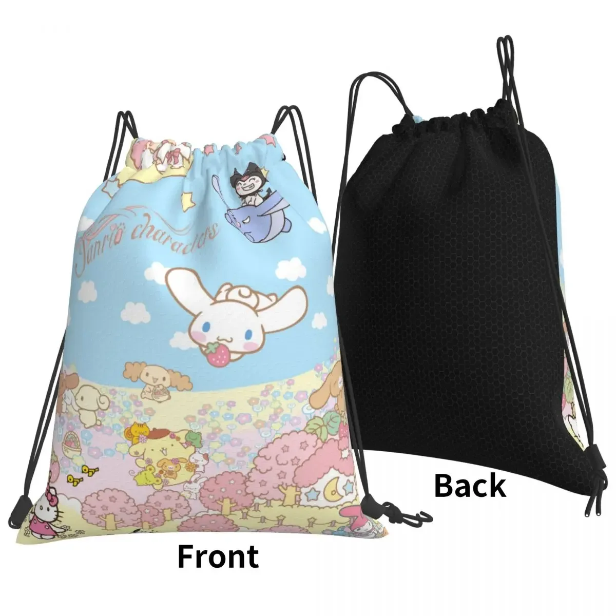 Sanrio Melody Drawstring Back Pack Bag Travel Storage Package Teenagers Beach Tote Bag School Sport Shoe Bag