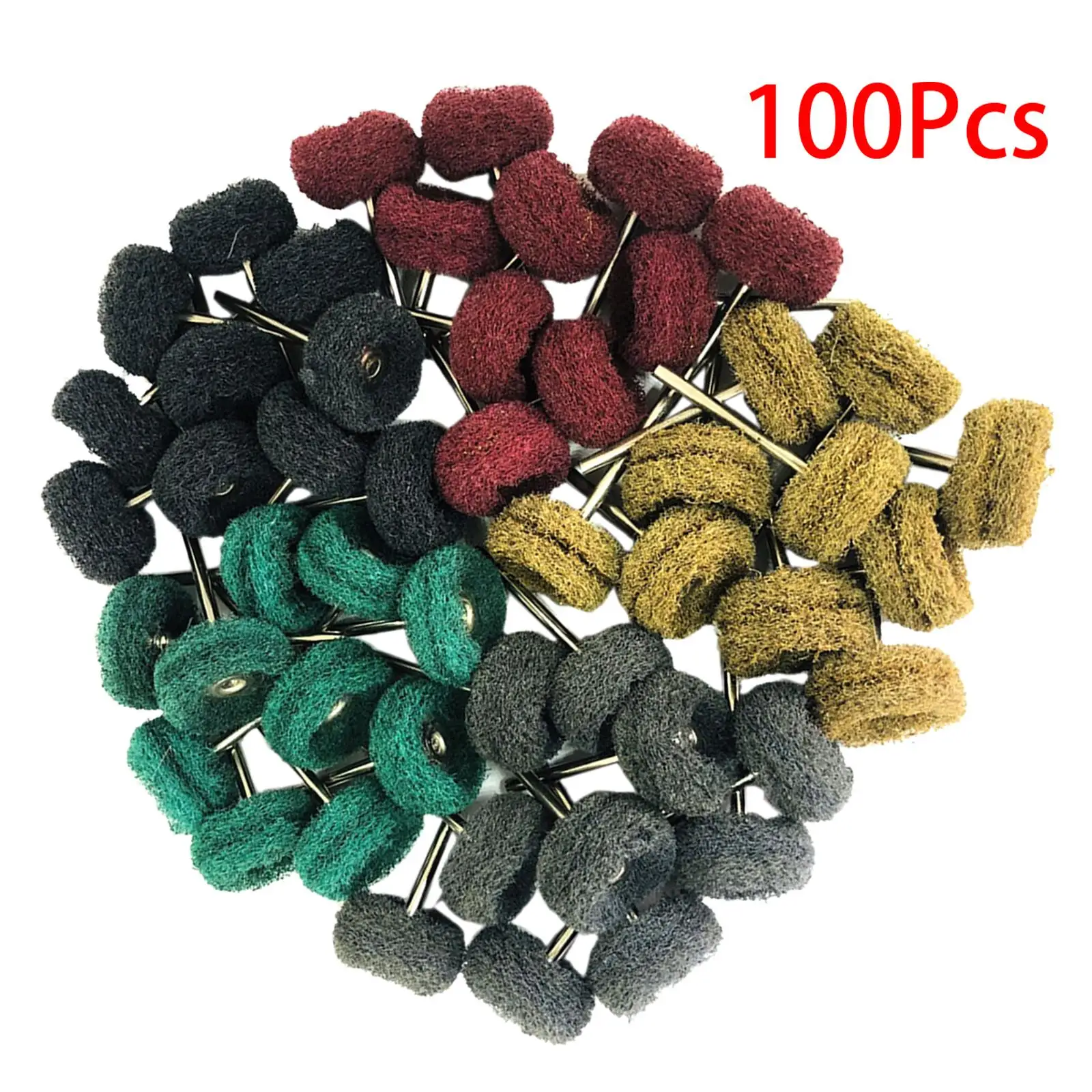 100Pcs Abrasive Buffing Wheel Grinding Sanding Head 25mm Fiber Abrasive Brush Buffing Polishing Wheel Set for Rotary Tool