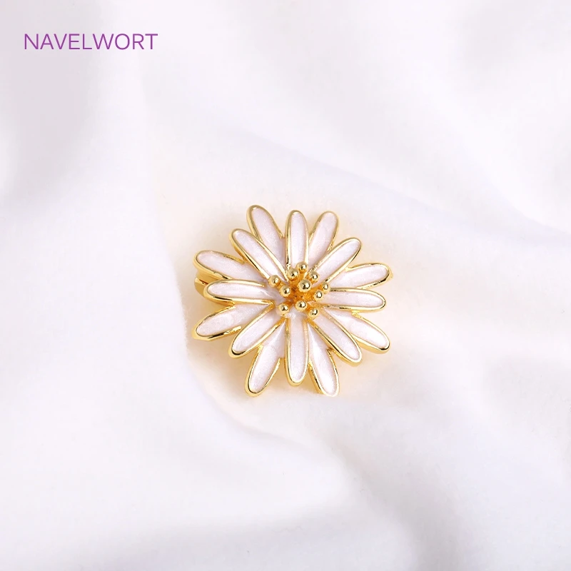 Trendy 18K Gold Plated Daisy Pearl Clasps For Necklace Making Accessories Brass Metal Inlaid Zircon Kawaii Accessories For Women