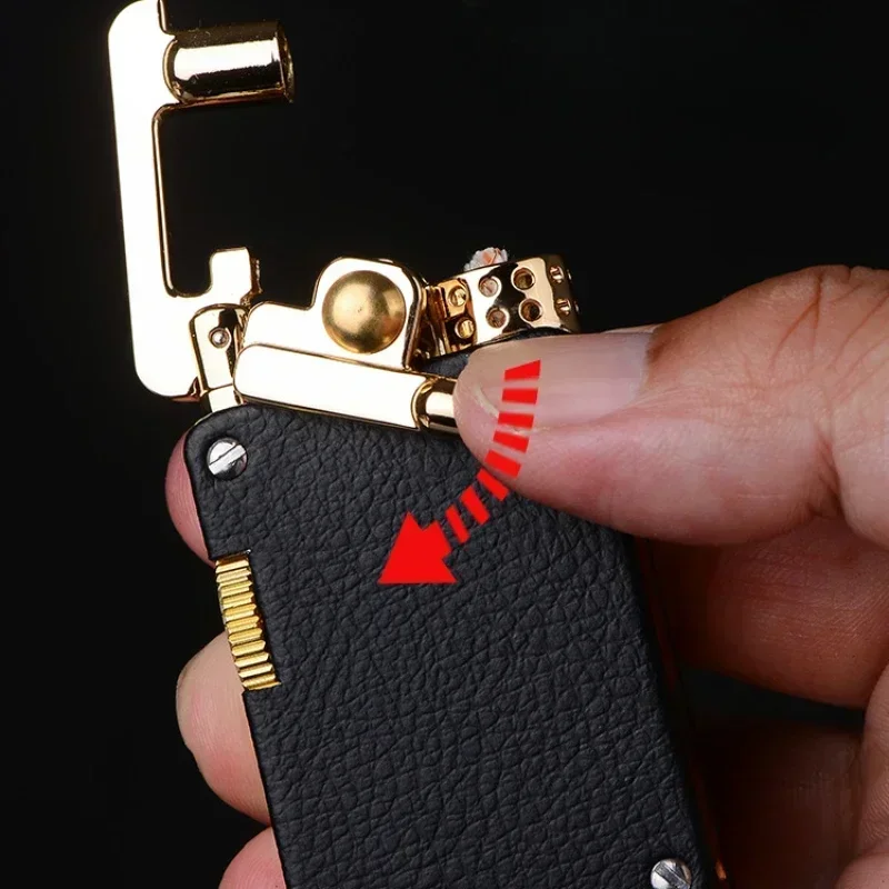 CHIEF Metal Rocker Kerosene Lighter luxury retro gasoline Lighter Windproof Fashion Leather Smoking Lighter Men\'s Business Gift