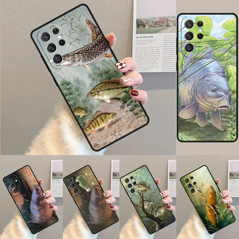 Carp Fishing Fish print Phone Case for Samsung Galaxy note 10 pro S26 Ultra S23 S24 FE S25 S21 S22 PLUS shockproof Cove