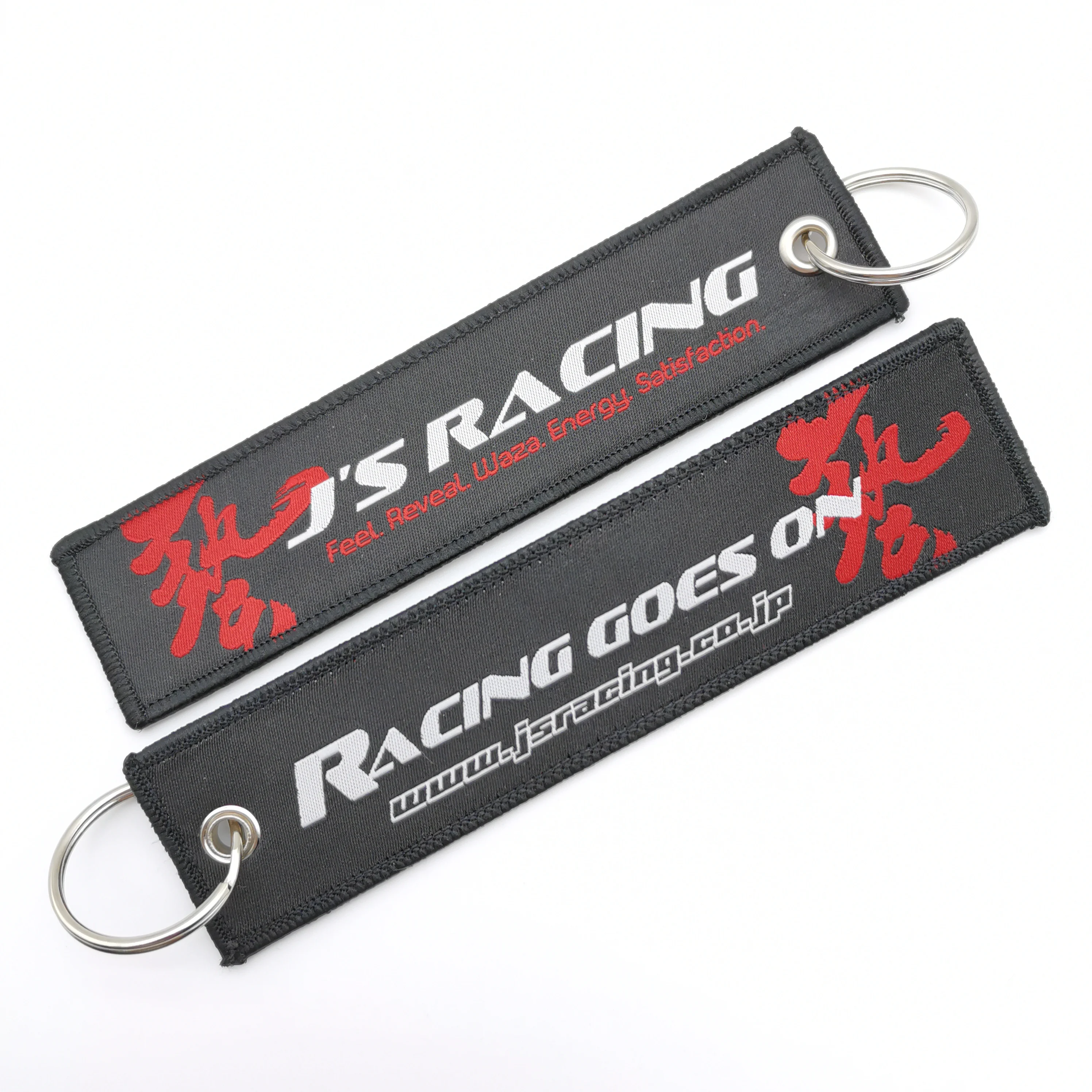 Js Racing Embroidered Keys Tag Keychains Jet Tag For Honda Keyring Car Keys Backpack Jewelry Accessories Gifts