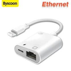 Byscoon lightning to RJ45 Ethernet OTG Adapter LAN Wired Network Cable/Hub With Charge Port for iPhone 14 13 12 11 Pro Max