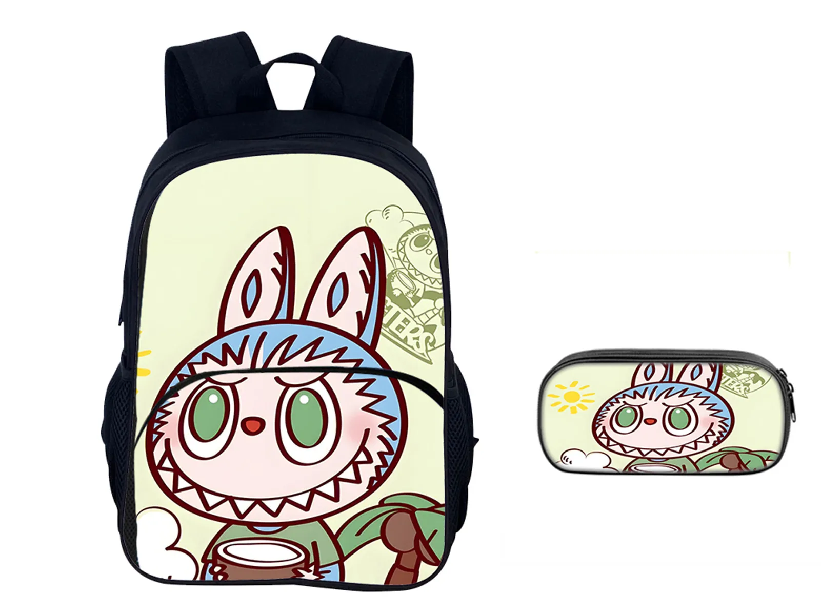 

Labubu Book Bag 2Pcs Set include-Student Large Capacity Fashion Backpack+Cartoon Pencil Case for School,Outdoor