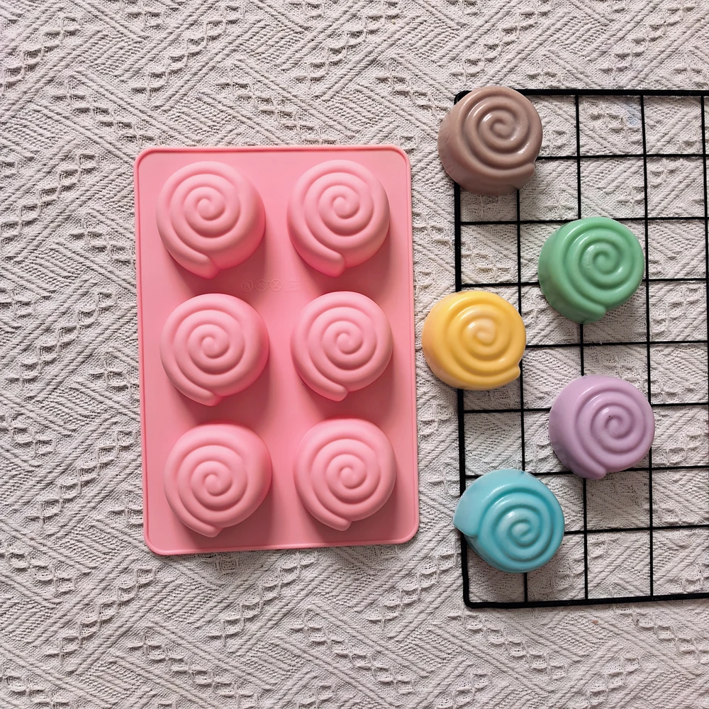 1pc Creative 6-hole snail shaped silicone mold, perfect for cakes, desserts, jelly, baking pans, tc