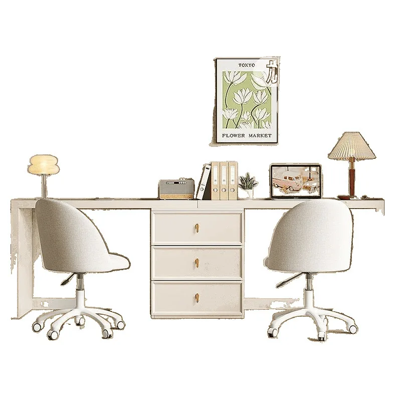Bureau Double, commode, table d'angle intégrée, ordinateur, chambre à coucher pour filles, étude d'écriture pour étudiants