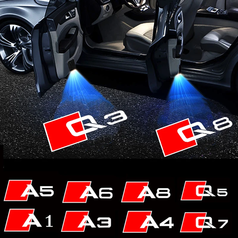2pcs LED Car Door Shadow Courtesy Light for Audi A1 A3 A4 A4L A5 A6 A7 A8 Q3 Q5 Q5L Q7 Q8 Laser Projector Welcome Logo lamps
