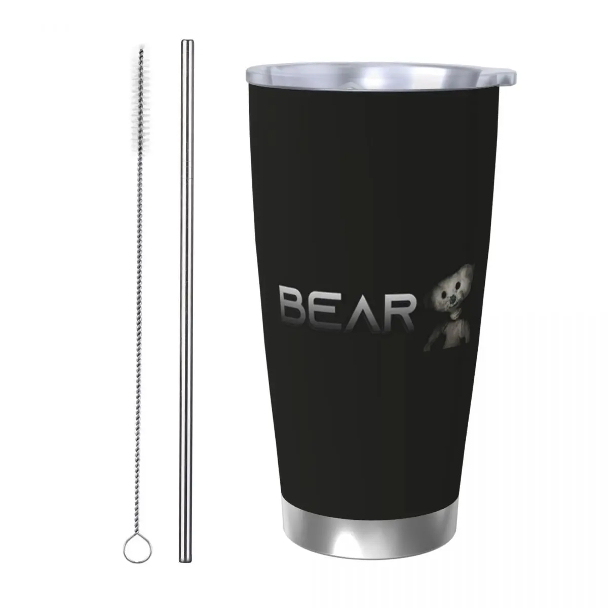 Bear Alpha Stainless Steel Tumbler Vacuum Insulated Mugs Thermal Cold Cup Straw With Lid 20oz
