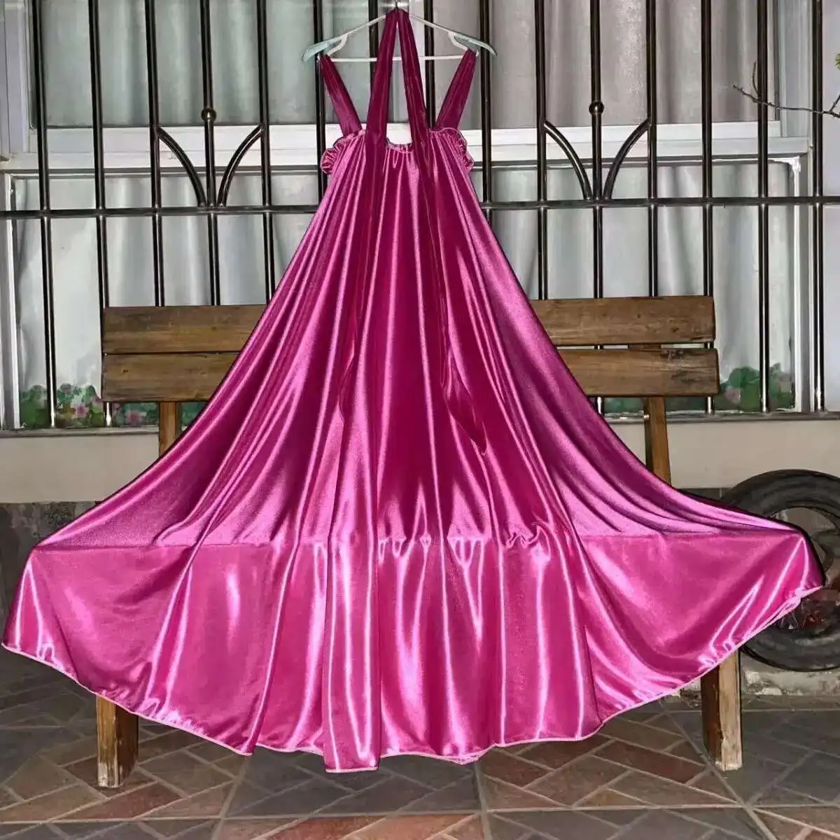 Sleeveless Plus Size Sexy Sleeping Robe Glossy Sleeveless Women Satin Loose Maxi Dress