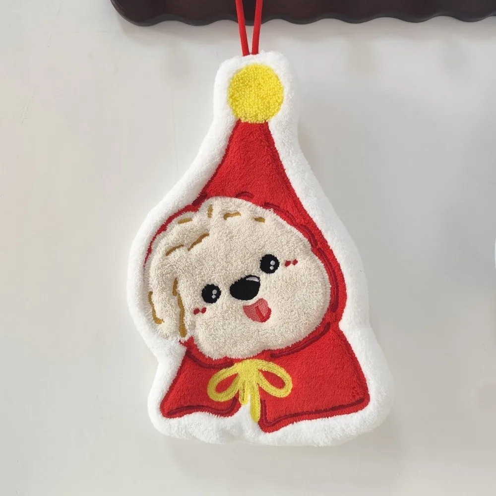New Coral Fleece Puppy Hand Towel Absorbent Soft Touch Hanging Hand Towel Cartoon Hand Towel Household Decor