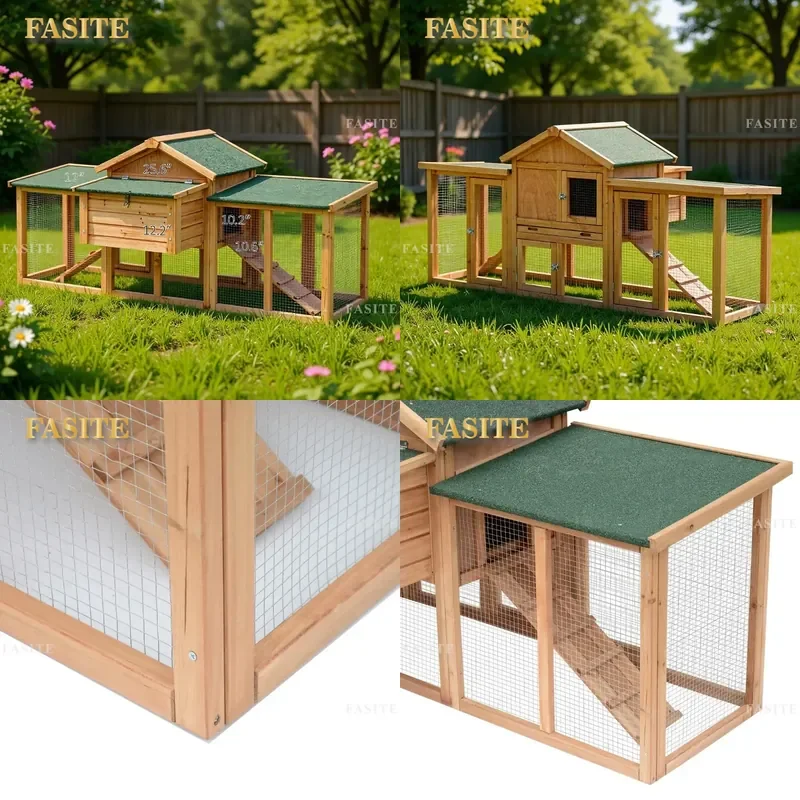 For Chicken Solid Wood Coop Outdoor Cage Customized Rainproof Run House with Egg Collection Box Durable Farm Poultry Shelter