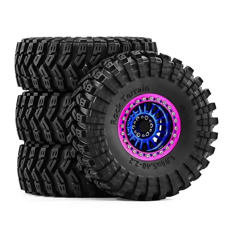 

2.2 Inch RC Crawler Wheels and Tires Set for 1/8 Scale Truck, Metal Beadlock Wheels with Off-Road Tires (4PCS)