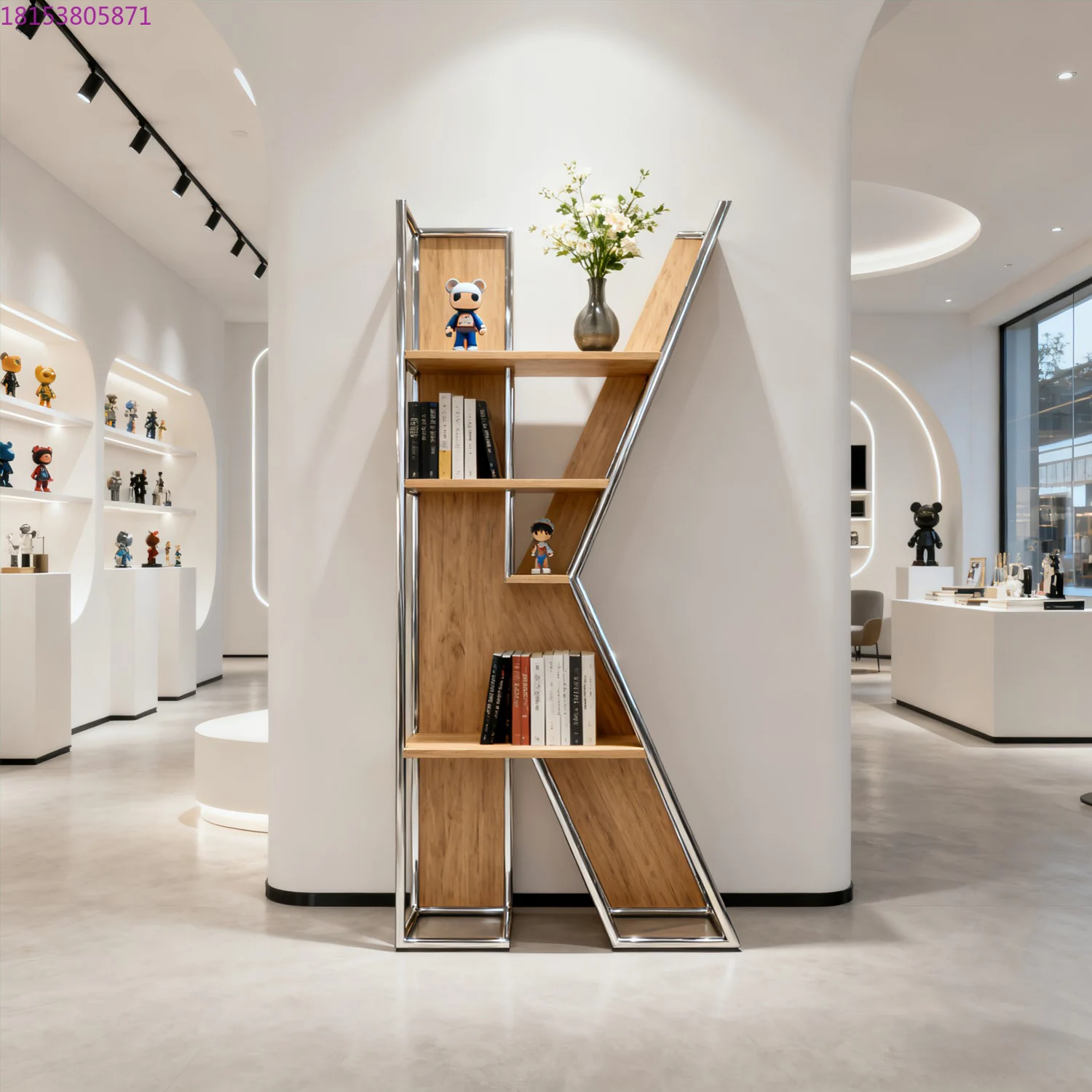 

Creative figure model storage rack, bag shoe display rack, household living room against the wall, stainless steel storage