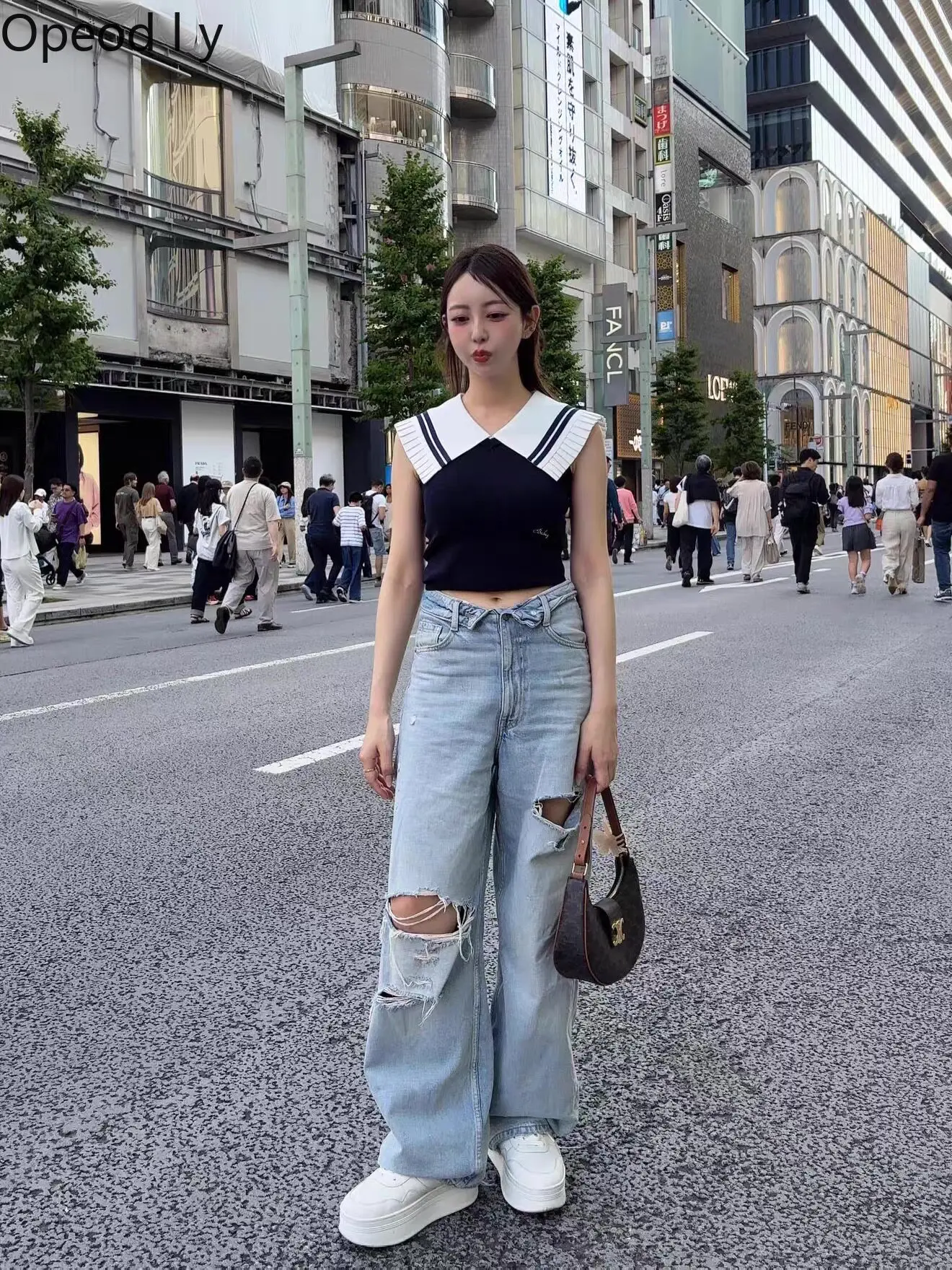 

Japanese Fashion Commuter Removable Navy Collar Sleeveless Knitted Top Vest Women's Temperament Slim Fit Versatile Vest