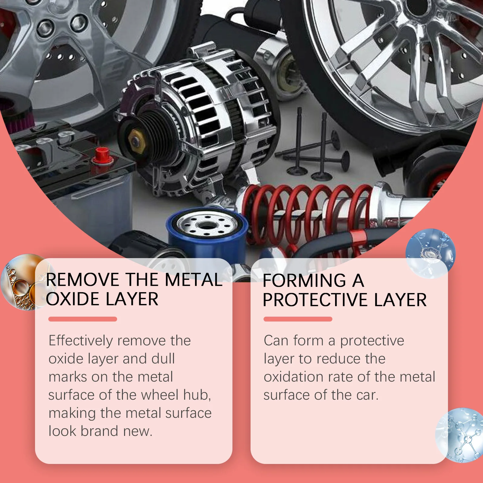 Professional Auto Metal Polish & Wheel Rim Cleaner, Car Interior Detailing Spray, Alloy Restoration Shine (120ml) image 2