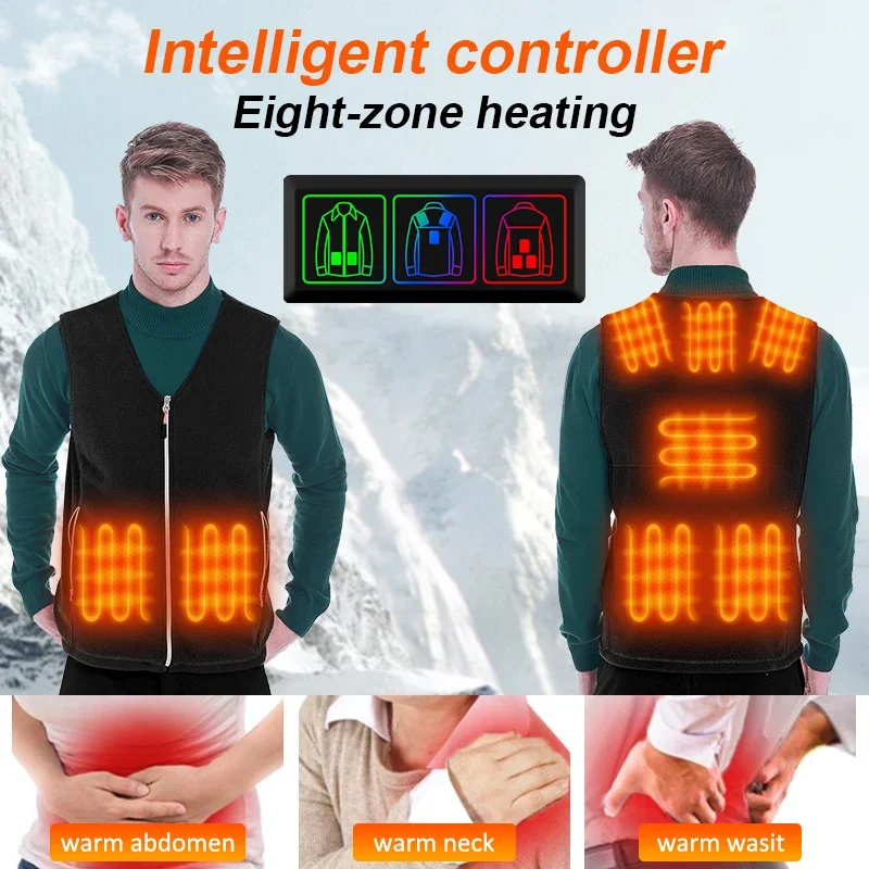 Winter Heated Vest Motorcycle Heating jackets Men Women Unisex Washable USB Rechargeable Electric Heating Vest for camping ski