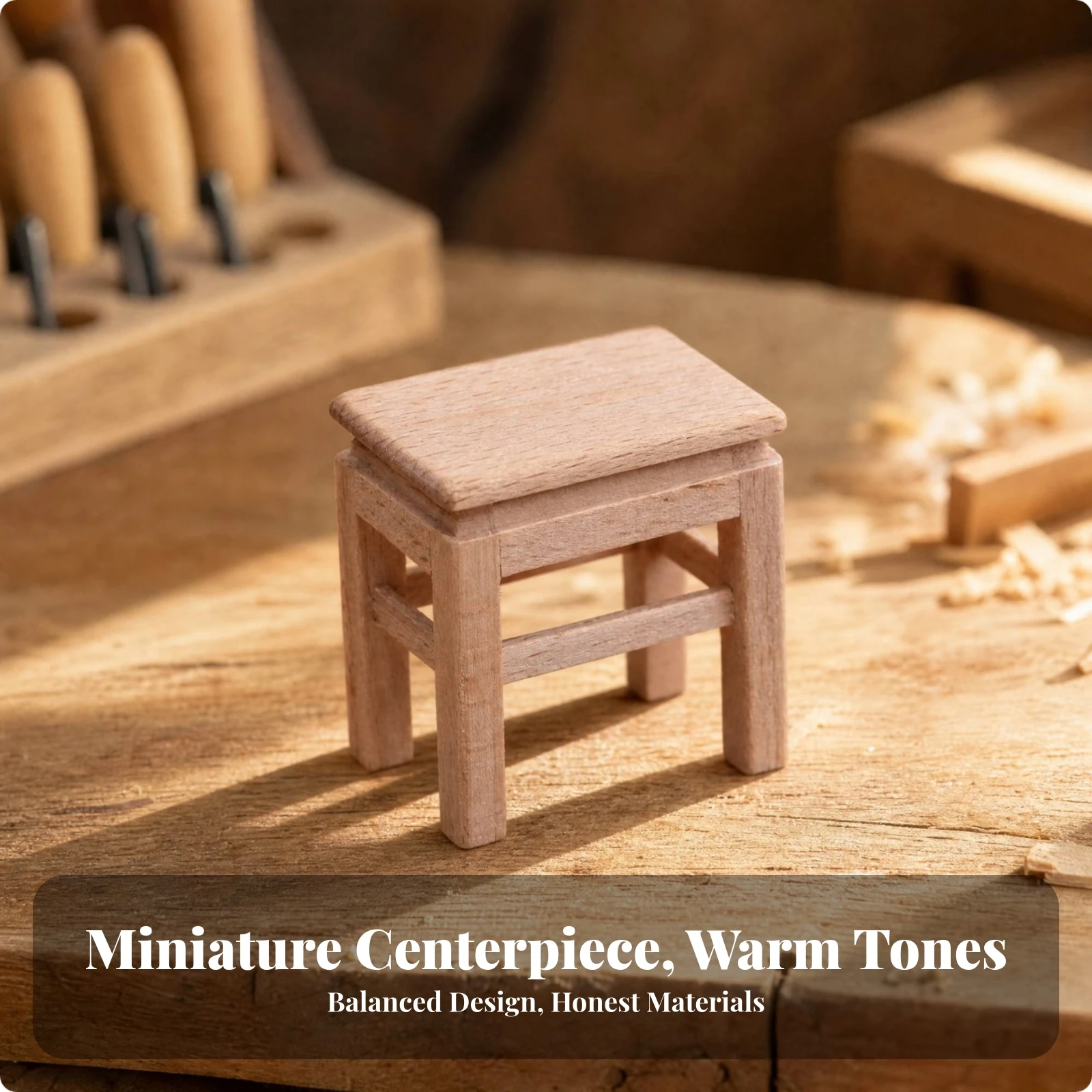 Wooden Dollhouse Stool Lightweight Miniature Wooden Stool Dollhouse Furniture Prop Portable Long-Lasting for Diorama Creators
