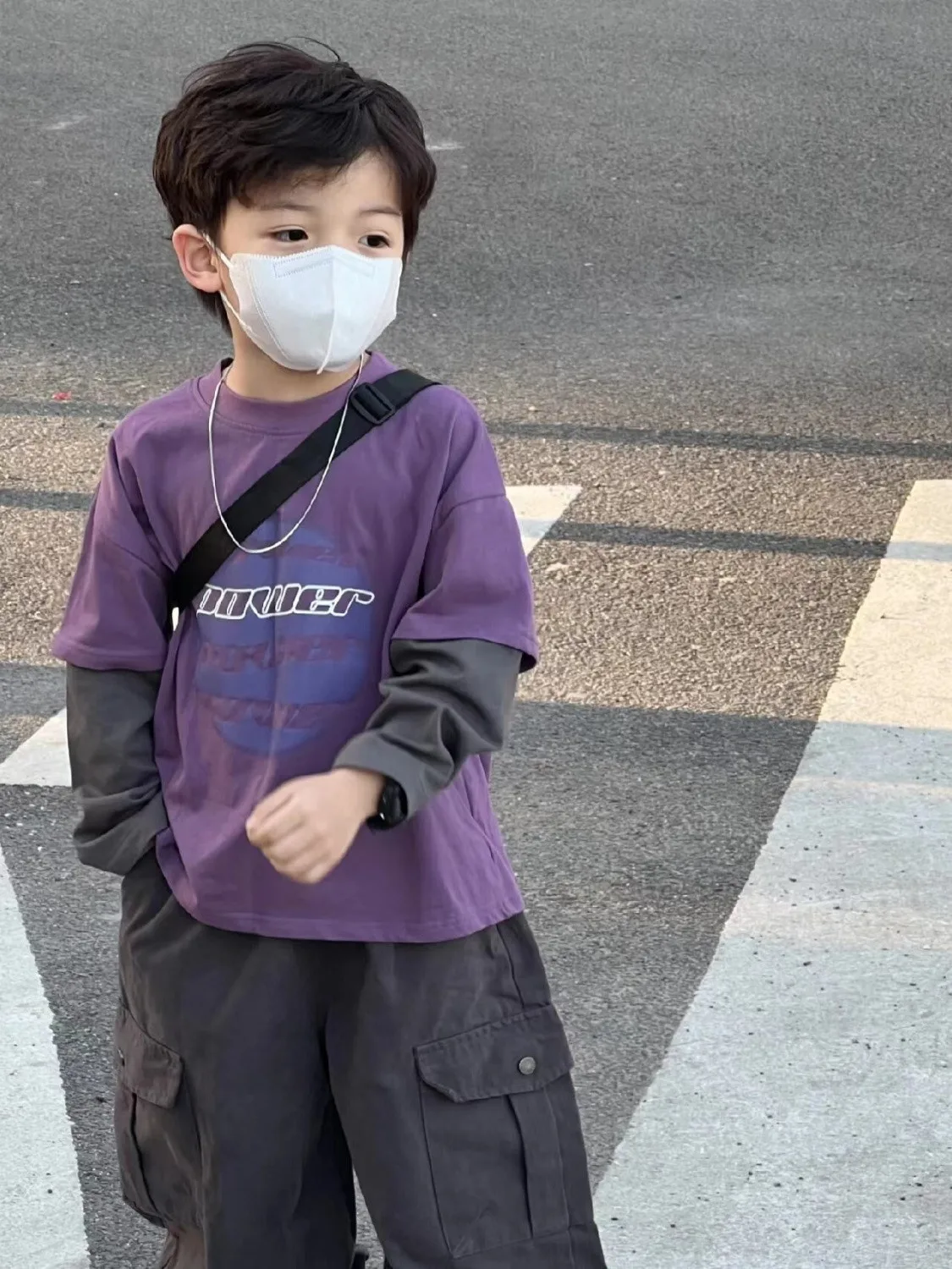 Children's Set Spring and Autumn New Boys' Printed T-shirt Solid Color Casual Pants Two Piece Set 90-140cm