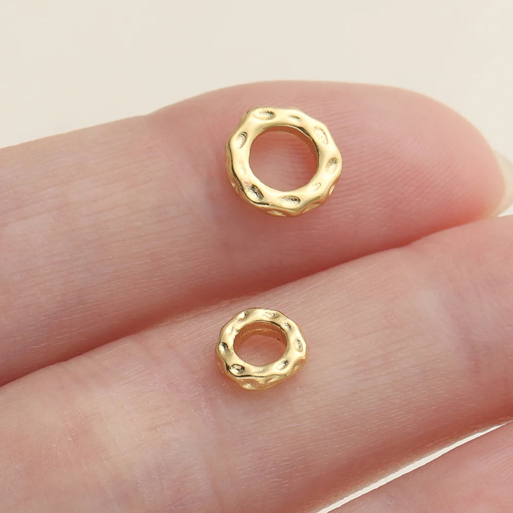 5Pcs/Pack 14/18k Gold Color Plated Big Hole Round Spacer Beads Cap for Jewelry Making Bracelet Necklace DIY Accessories image 6