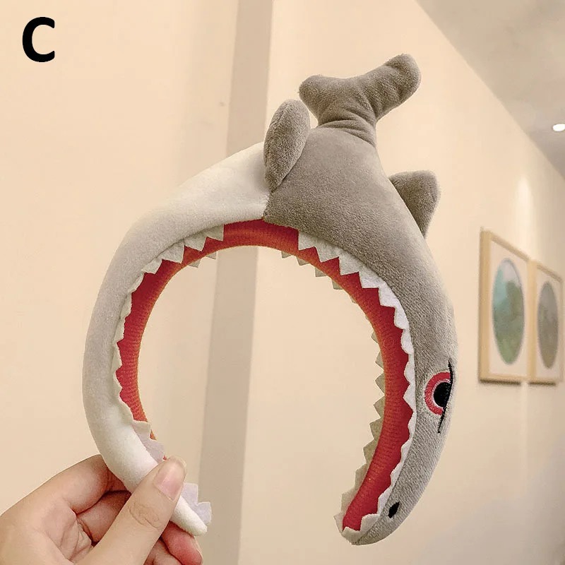 Cartoon Funny Dinosaur Crab Shark Hair Band Women Girls Wash Face Makeup Hair Hoop 2024 Autumn Winter Exaggerated Headwear