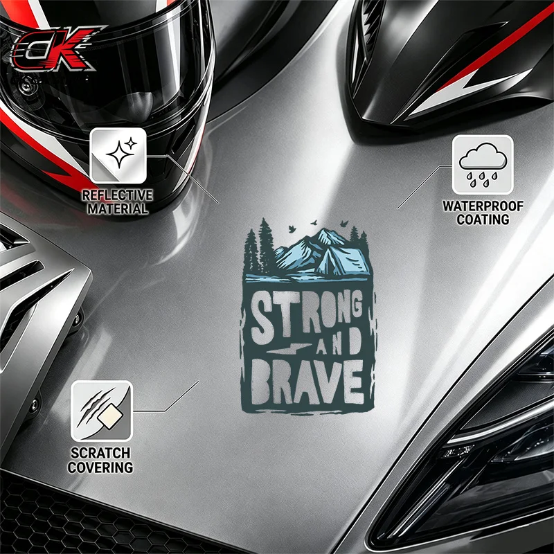 Creativity Strong and Brave Car Sticker Mountain Decal for Car Pickup Motorcycle Laptop Auto Body Decoration