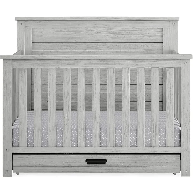 6-in-1 Convertible Crib with Trundle Drawer, Greenguard Gold Certified, Rustic Mist