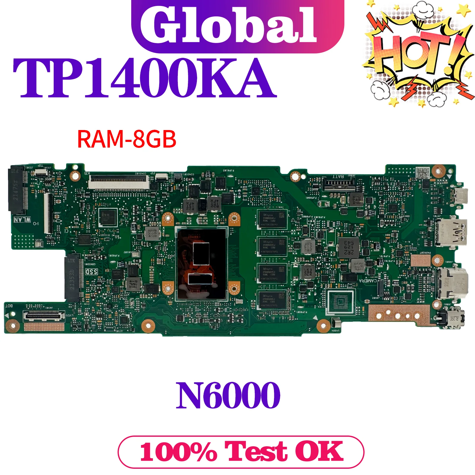 

KEFU TP1400KA Mainboard For ASUS Vivobook Go 14 Flip TP1401KA J1400KA J1401KA TP1400K TP1401K Laptop Motherboard N6000 8GB-RAM