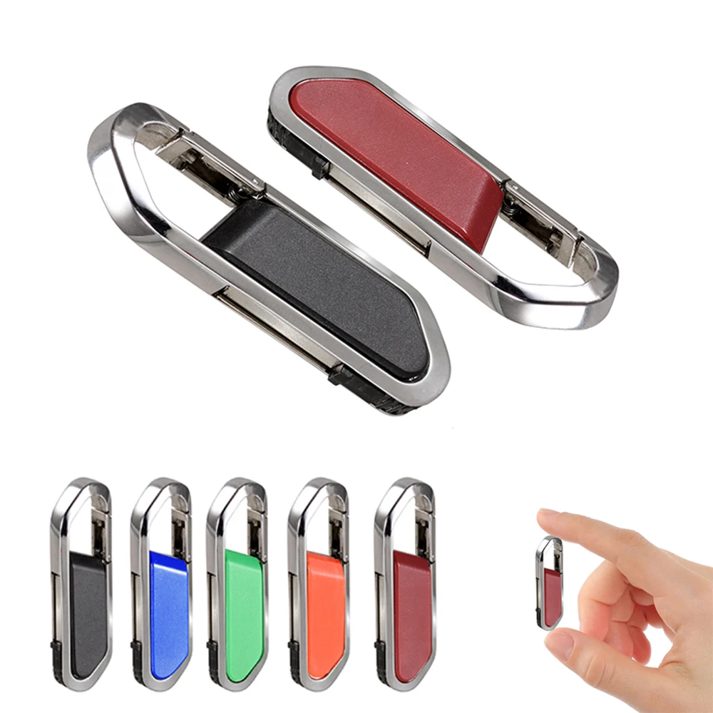 

Leather USB Flash Drive 128GB Creative Gift Pen Drive 64GB Carabiner Memory Stick 32GB Silver External Storage 16GB Pendrive 8GB