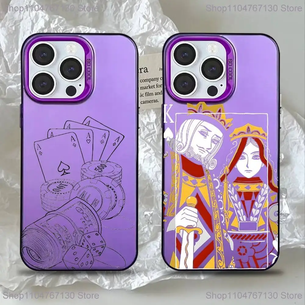 

Poker Card Printing Phone Case For iPhone 16,15,14,13,12,11,Mini,Pro,SE,MAX Purple Matte Silicone Cover