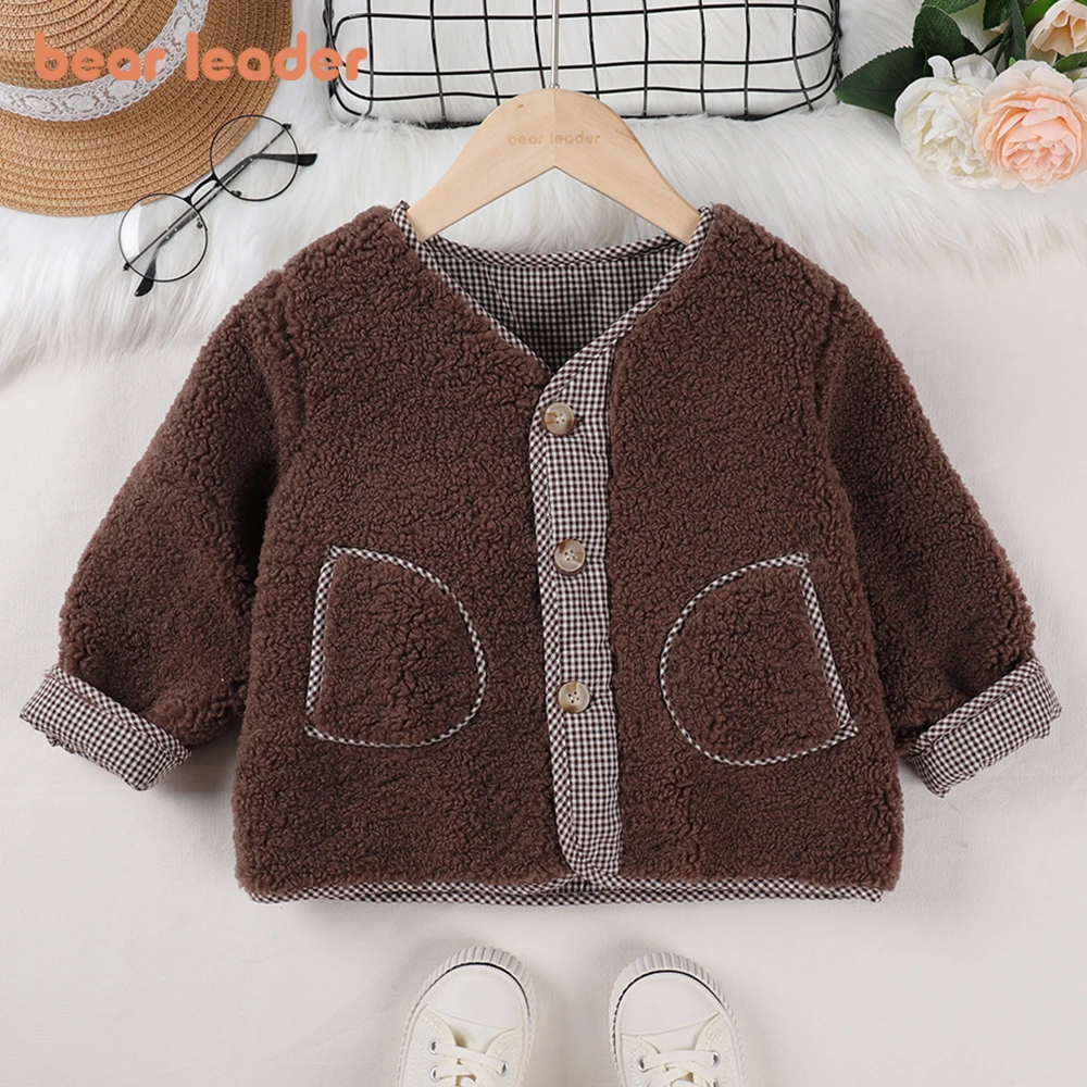 

Bear Leader Baby Boys Girls New Winter Unisex Thicken Coats Korean Velvet Lining Warm Jacket Lamb Outerwear Casual Kids Clothes