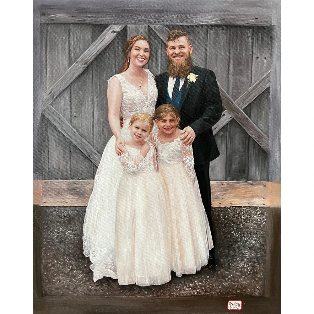 

Custom Wedding Pictures Classical Characters Portrait Oil Painting High Quality Stroke Painting on Linen for Gift commemoration