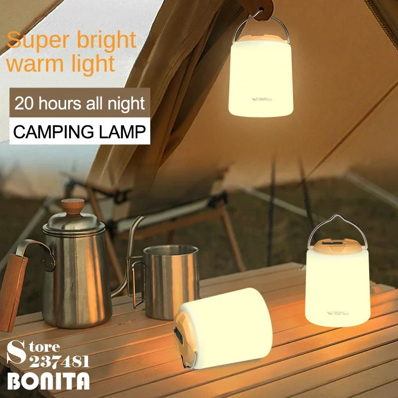 Camping Light Super Bright Outdoor Emergency Light Waterproof Portable USB Charging Tent Hook Design with Charged Display