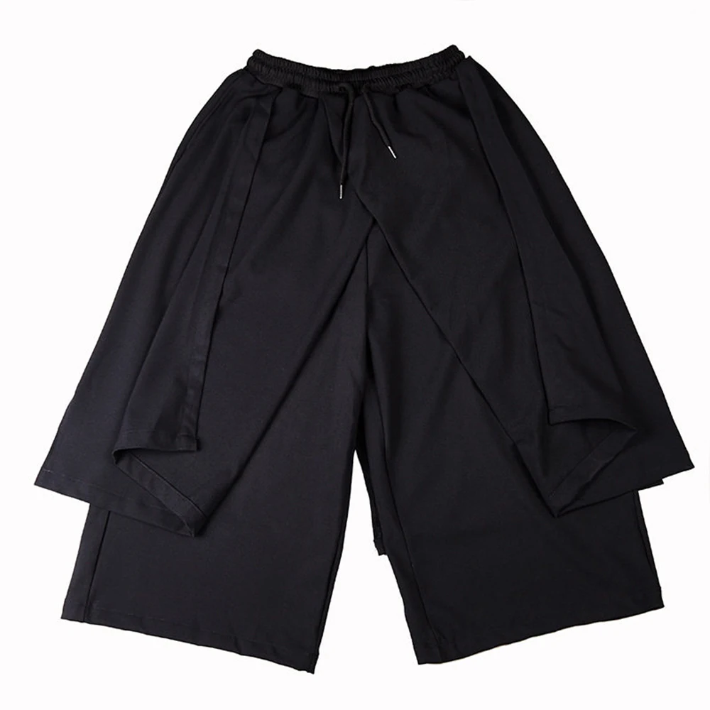 Y2k Double Layer Irregular Samurai Trousers Skirt Pant Genderless Streetwear Fashion Youth Outdoor Casual Hakama Unisex 2026 New