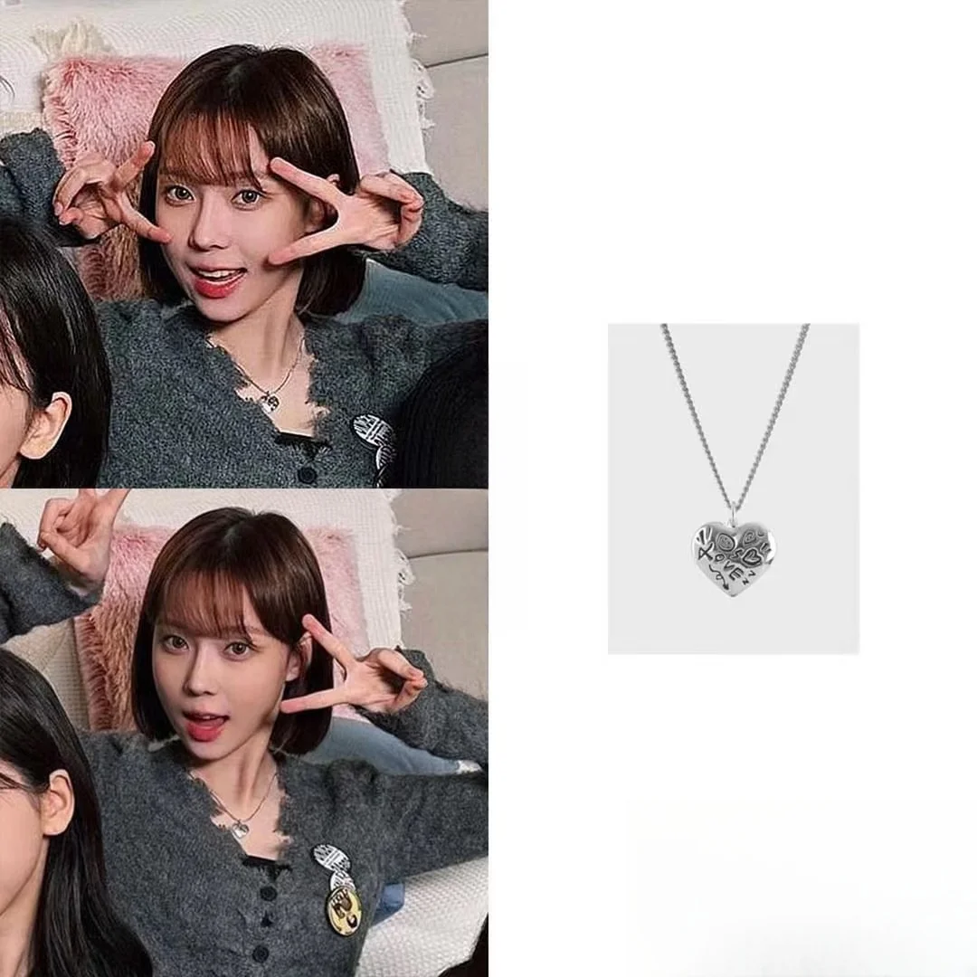 Korean Hot Idol Park Sunghoon Kim Min-jeong WINTER Same Style Necklace Kpop Trendy Design Love Necklace Jewelry